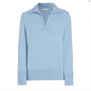 VINCE Johnny Collar Wool Blend Easy Sweater Blue Size Small nwt